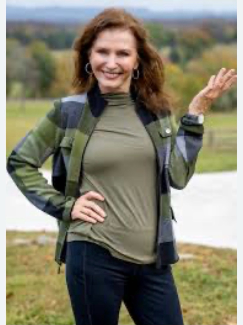 0152 Cynthia Rowley Olive Green Knit Jacket with Black Trim